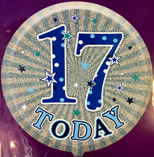 18" Foil Age 17 Balloon - Blue The Ultimate Balloon And Party Shop Cheltenham & Gloucester Balloons & Fancy Dress 