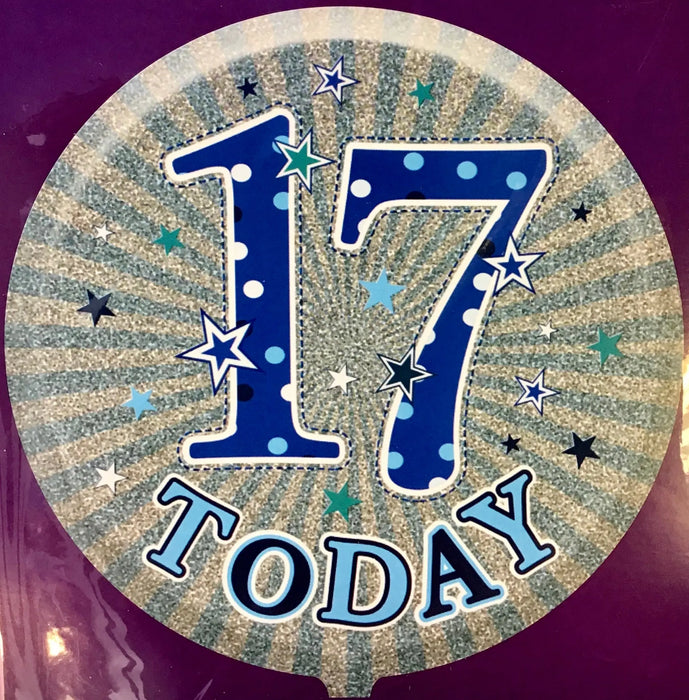 18" Foil Age 17 Balloon - Blue The Ultimate Balloon And Party Shop Cheltenham & Gloucester Balloons & Fancy Dress 