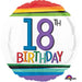 18" Foil Age 18 Balloon - Rainbow The Ultimate Balloon And Party Shop Cheltenham & Gloucester Balloons & Fancy Dress 