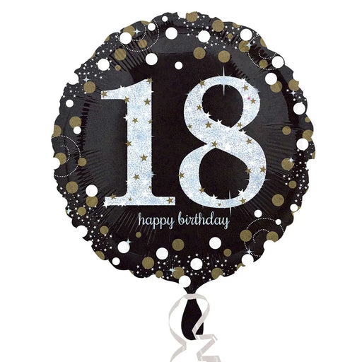 18" Foil Age 18 Black/Gold Dots Balloon The Ultimate Balloon And Party Shop Cheltenham & Gloucester Balloons & Fancy Dress 