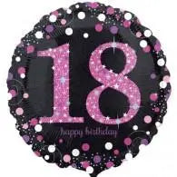 18" Foil Age 18 Black/Pink Dots Balloon The Ultimate Balloon And Party Shop Cheltenham & Gloucester Balloons & Fancy Dress 