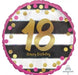 18" Foil Age 18 Pink Dots and stripes Balloon. The Ultimate Balloon And Party Shop Cheltenham & Gloucester Balloons & Fancy Dress 