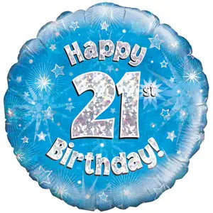 18" Foil Age 21 Balloon - Blue & Silver The Ultimate Balloon And Party Shop Cheltenham & Gloucester Balloons & Fancy Dress 