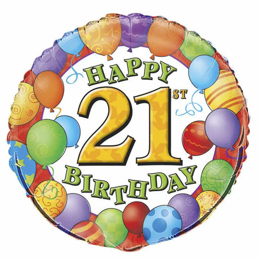18" Foil Age 21 Balloon - Bright Balloons The Ultimate Balloon And Party Shop Cheltenham & Gloucester Balloons & Fancy Dress 