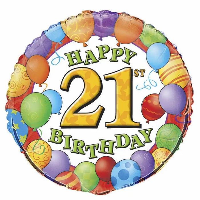 18" Foil Age 21 Balloon - Bright Balloons The Ultimate Balloon And Party Shop Cheltenham & Gloucester Balloons & Fancy Dress 