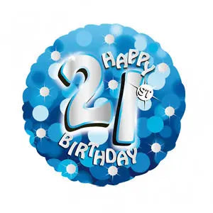 18" Foil Age 21 Blue Sparkle Balloon The Ultimate Balloon And Party Shop Cheltenham & Gloucester Balloons & Fancy Dress 