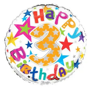 18" Foil Age 3 Balloon - Bright Stars The Ultimate Balloon And Party Shop Cheltenham & Gloucester Balloons & Fancy Dress 
