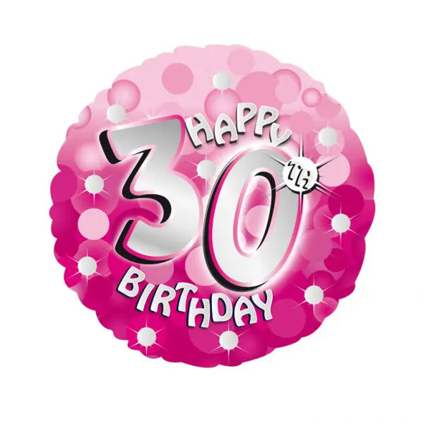 18" Foil Age 30 Pink Sparkle Balloon. The Ultimate Balloon And Party Shop Cheltenham & Gloucester Balloons & Fancy Dress 