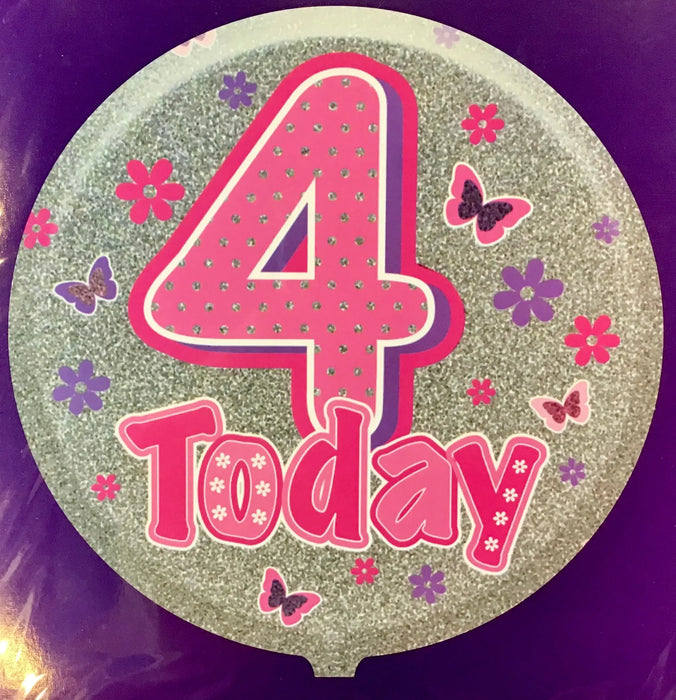 18" Foil Age 4 Balloon - Pink Butterflies The Ultimate Balloon And Party Shop Cheltenham & Gloucester Balloons & Fancy Dress 