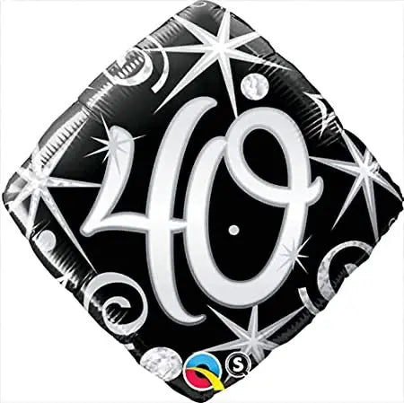 18" Foil Age 40 Balloon - Black/White Diamond The Ultimate Balloon And Party Shop Cheltenham & Gloucester Balloons & Fancy Dress 