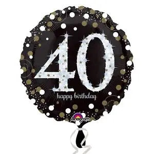 18" Foil Age 40 Black/Gold Dots Balloon The Ultimate Balloon And Party Shop Cheltenham & Gloucester Balloons & Fancy Dress 