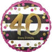18" Foil Age 40 Pink Dots and stripes Balloon. The Ultimate Balloon And Party Shop Cheltenham & Gloucester Balloons & Fancy Dress 