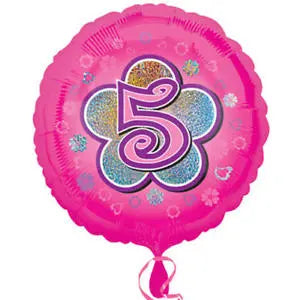 18" Foil Age 5 Pink Balloon. The Ultimate Balloon And Party Shop Cheltenham & Gloucester Balloons & Fancy Dress 