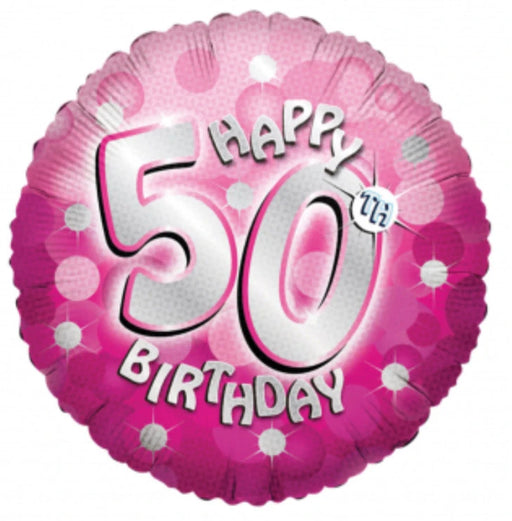 18" Foil Age 50 Balloon - Pink/Silver The Ultimate Balloon And Party Shop Cheltenham & Gloucester Balloons & Fancy Dress 