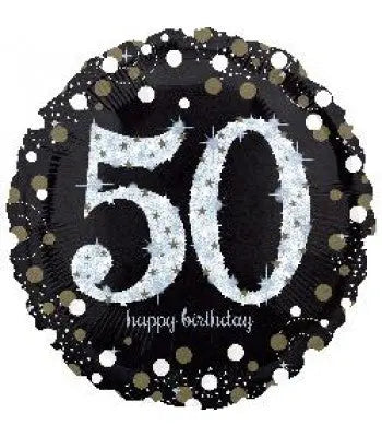 18" Foil Age 50 Black/Gold Dots Balloon The Ultimate Balloon And Party Shop Cheltenham & Gloucester Balloons & Fancy Dress 