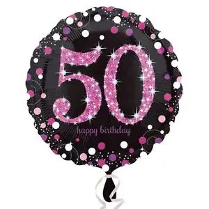 18" Foil Age 50 Black/Pink Dots Balloon The Ultimate Balloon And Party Shop Cheltenham & Gloucester Balloons & Fancy Dress 