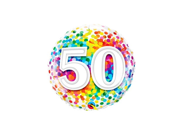 18" Foil Age 50 Rainbow Confetti Balloon The Ultimate Balloon And Party Shop Cheltenham & Gloucester Balloons & Fancy Dress 