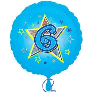 18" Foil Age 6 Blue Balloon. The Ultimate Balloon And Party Shop Cheltenham & Gloucester Balloons & Fancy Dress 