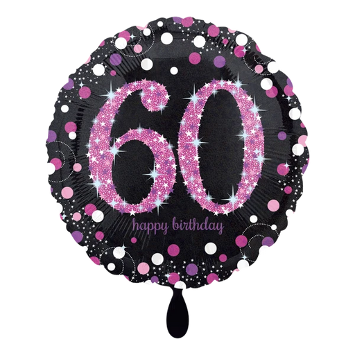 18" Foil Age 60 Balloon - Black & Pink The Ultimate Balloon And Party Shop Cheltenham & Gloucester Balloons & Fancy Dress 