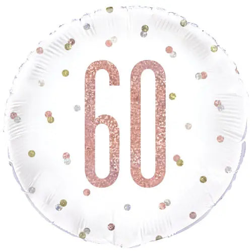18" Foil Age 60 Balloon - Rose Gold Dots The Ultimate Balloon And Party Shop Cheltenham & Gloucester Balloons & Fancy Dress 