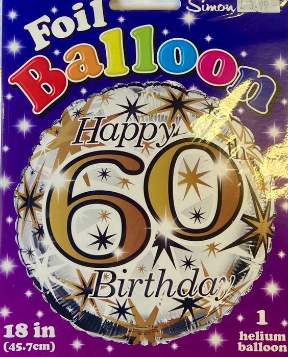 18" Foil Age 60 Balloon - Silver/Gold The Ultimate Balloon And Party Shop Cheltenham & Gloucester Balloons & Fancy Dress 