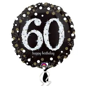 18" Foil Age 60 Black/Gold Dots Balloon The Ultimate Balloon And Party Shop Cheltenham & Gloucester Balloons & Fancy Dress 