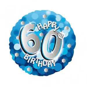 18" Foil Age 60 Blue Sparkle Balloon. The Ultimate Balloon And Party Shop Cheltenham & Gloucester Balloons & Fancy Dress 
