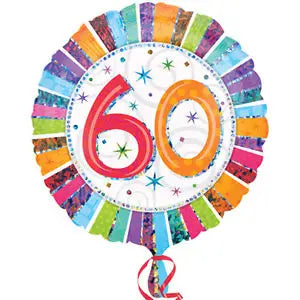18" Foil Age 60 Rainbow Balloon The Ultimate Balloon And Party Shop Cheltenham & Gloucester Balloons & Fancy Dress 