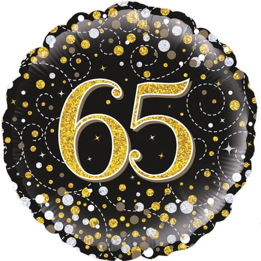 18" Foil Age 65 Balloon - Black & Gold The Ultimate Balloon And Party Shop Cheltenham & Gloucester Balloons & Fancy Dress 