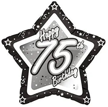 18" Foil Age 75 Birthday Balloon - Black Star The Ultimate Balloon And Party Shop Cheltenham & Gloucester Balloons & Fancy Dress 