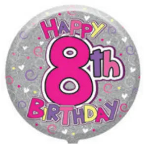 18" Foil Age 8 Balloon - Pink Glitz The Ultimate Balloon And Party Shop Cheltenham & Gloucester Balloons & Fancy Dress 