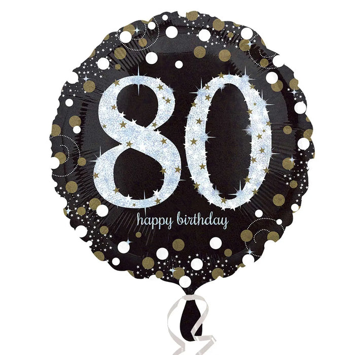 18" Foil Age 80 Black/Gold Dots Balloon The Ultimate Balloon And Party Shop Cheltenham & Gloucester Balloons & Fancy Dress 