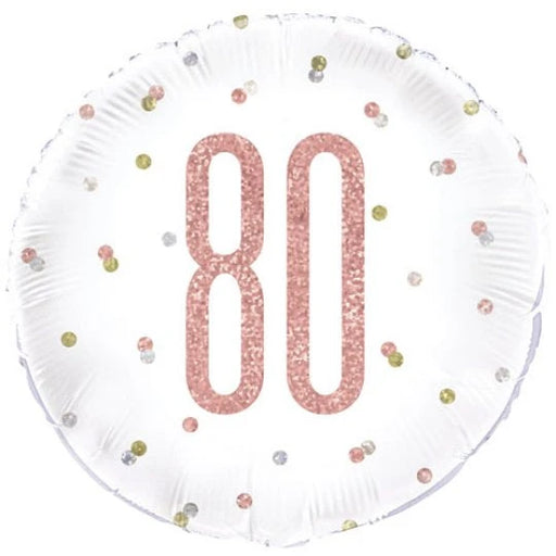 18" Foil Age 80 Rose Gold Dots Balloon The Ultimate Balloon And Party Shop Cheltenham & Gloucester Balloons & Fancy Dress 