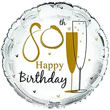 18" Foil Age 80 White Champagne Balloon The Ultimate Balloon And Party Shop Cheltenham & Gloucester Balloons & Fancy Dress 