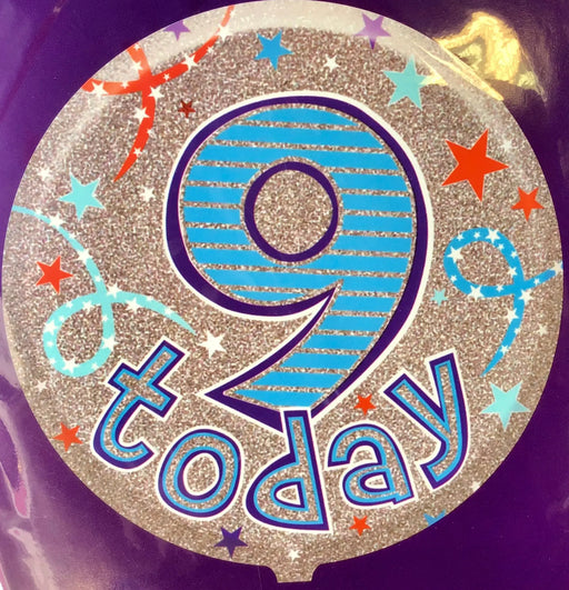 18" Foil Age 9 Balloon - Blue Stripe The Ultimate Balloon And Party Shop Cheltenham & Gloucester Balloons & Fancy Dress 