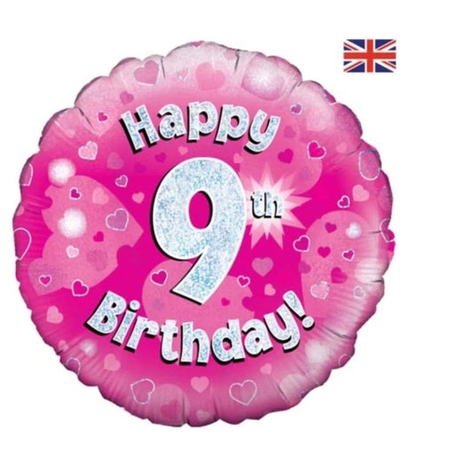 18" Foil Age 9 Balloon - Pink Glitz The Ultimate Balloon And Party Shop Cheltenham & Gloucester Balloons & Fancy Dress 