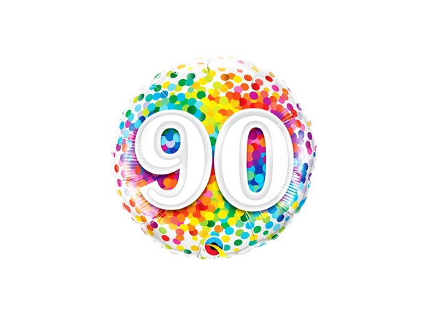18" Foil Age 90 Balloon Rainbow Confetti The Ultimate Balloon And Party Shop Cheltenham & Gloucester Balloons & Fancy Dress 