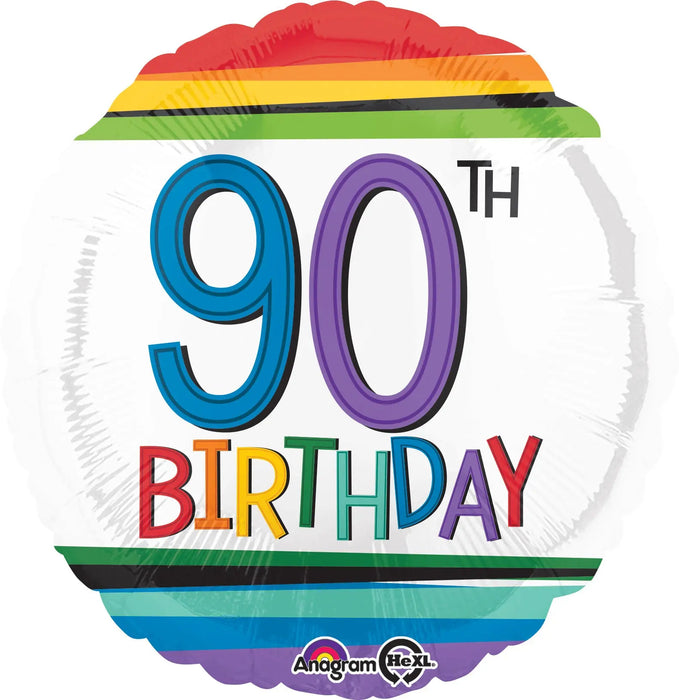 18" Foil Age 90 Balloon - Rainbow The Ultimate Balloon And Party Shop Cheltenham & Gloucester Balloons & Fancy Dress 