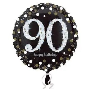 18" Foil Age 90 Black/Gold Dots Balloon The Ultimate Balloon And Party Shop Cheltenham & Gloucester Balloons & Fancy Dress 