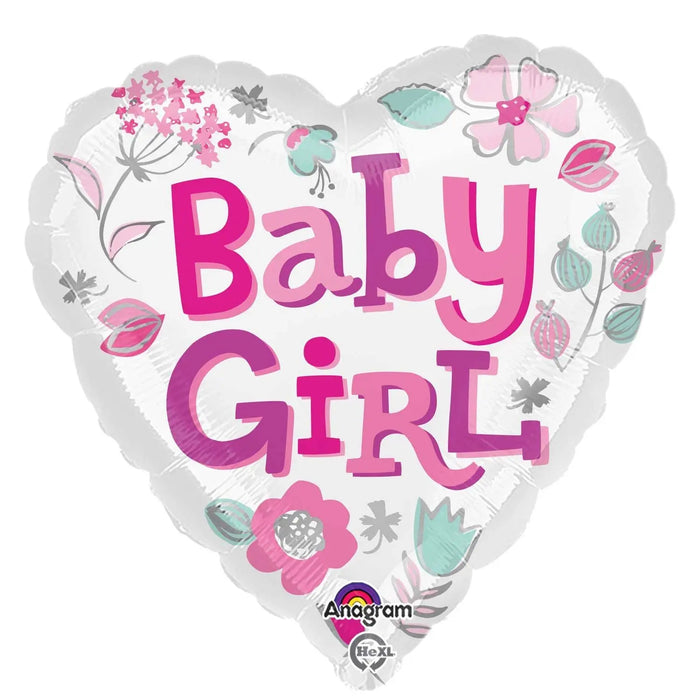 18" Foil Baby Girl Heart Balloon The Ultimate Balloon And Party Shop Cheltenham & Gloucester Balloons & Fancy Dress 