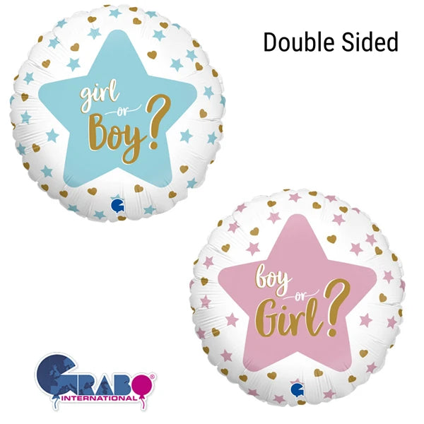 18" Foil Boy or Girl (2 sided) Foil Balloon The Ultimate Balloon And Party Shop Cheltenham & Gloucester Balloons & Fancy Dress 