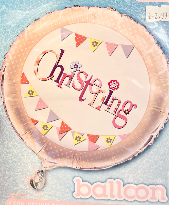 18" Foil Christening Day Balloon - Pink Flags The Ultimate Balloon And Party Shop Cheltenham & Gloucester Balloons & Fancy Dress 