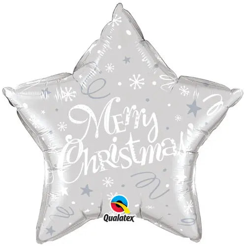 18" Foil Christmas Star Balloon - Merry Christmas Silver The Ultimate Balloon And Party Shop Cheltenham & Gloucester Balloons & Fancy Dress 