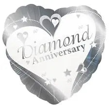 18" Foil Diamond Anniversary Heart Balloon The Ultimate Balloon And Party Shop Cheltenham & Gloucester Balloons & Fancy Dress 