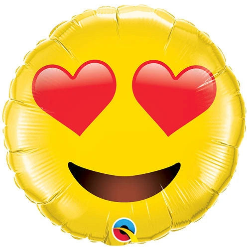 18" Foil Emoji Printed Balloon - Heart Eyes The Ultimate Balloon And Party Shop Cheltenham & Gloucester Balloons & Fancy Dress 