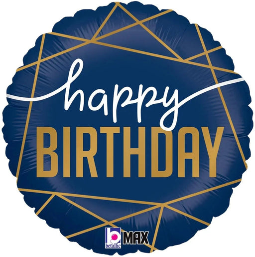 18" Foil Happy Birthday Balloon  - Navy & Gold The Ultimate Balloon And Party Shop Cheltenham & Gloucester Balloons & Fancy Dress 