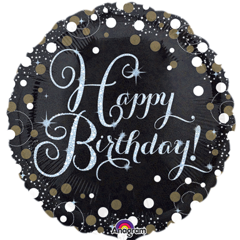 18" Foil Happy Birthday - Black/Gold Dots The Ultimate Balloon And Party Shop Cheltenham & Gloucester Balloons & Fancy Dress 