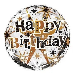 18" Foil Happy Birthday - Black & Gold Stars The Ultimate Balloon And Party Shop Cheltenham & Gloucester Balloons & Fancy Dress 