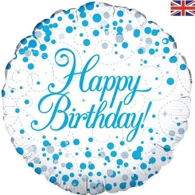 18" Foil Happy Birthday  - Blue Sparkle Dots The Ultimate Balloon And Party Shop Cheltenham & Gloucester Balloons & Fancy Dress 