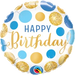 18" Foil Happy Birthday - Blue & Gold Dots The Ultimate Balloon And Party Shop Cheltenham & Gloucester Balloons & Fancy Dress 